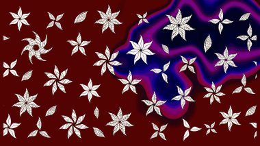 Zarif, parlak ve kırmızı çiçek desenli eskiz. Raster. Sabıka baskıları, bebek kıyafetleri, duvar kâğıtları, paket kutuları vb..