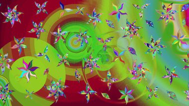 Çiçekler suluboya tarzında yeşil renkte. Çiçekli yeşil renkte bir çiçek deseni çiz.