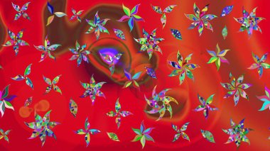 Çizim çiçek deseni duvar kağıdı, web sitesi arka planı, ambalaj kağıdı, davetiye, broşür, afiş veya web sitesi için kullanılabilir. Parlak elementlerin. El çizimi Raster illüstrasyonu.