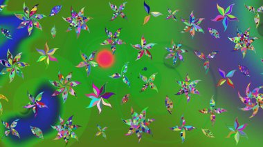 Raster - stok. Yeşil çiçekli eskiz deseni, suluboya çiçek deseni, sevimli çiçek, duvar kağıdı, kart veya kumaş için fayanslı.