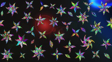 Gri renkli Asya tekstili. Raster illüstrasyonu. Çiçek desenini çiz.