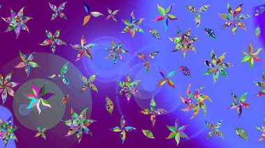 Raster illüstrasyonu. Mor renkli çiçek çizimi. Mor renkli çiçekler. Şatafatlı bahar bahçesi dokusu. Çiçek deseni.