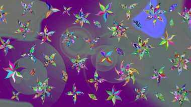 Şirin, zarif çiçekler Raster illüstrasyonu. Poster ya da kapak için arka plan. Yapraklı çizim şekli. Tekstil için figür. Davetiye ve kartpostal tasarımı için dekoratif çiçek unsurları.