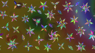 Çiçekli yaz çiçekleri. Küçük renkli çiçekler. Moda baskıları için zarif bir şablon. Motley illüstrasyonu. Küçük çiçekte güzel bir desen. Çizim.