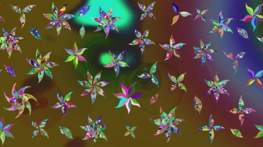 Raster hisseleri. Suluboya, elle çizilmiş. Eskiz arkaplan modeli. Yeşilde çiçekler.