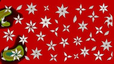 Raster illüstrasyonu. Kırmızı renkte çiçekler. Renkli Bahar Teması eskiz kalıbı. Düz Çiçek Elementleri Tasarımı. Çiçekli çiçek deseni, suluboya..