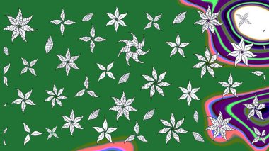 Soyut çiçek çizim kalıbı arka planı. Raster deseni. Yeşil renklerde. Küçük çiçekteki sevimli çiçek deseni. Raster illüstrasyonu.