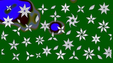 Raster Illustrasyon 'daki Çiçek Deseni' nin son moda çizimi. Düz Çiçek Elementleri Tasarımı. Güzel kumaş deseni. Renkli Yaz Teması çizim şablonu.