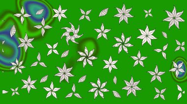 Tekstil tasarımı için yeşil renkli geleneksel halk çiçekleri buketi. Üzerinde gelincikler ve vadi zambakları olan renkli çiçek desenli nakış..