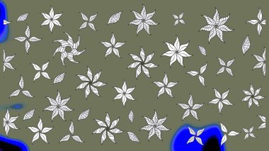 Düz Çiçek Elementleri Tasarımı. Renkli Bahar Teması eskiz kalıbı. Raster..