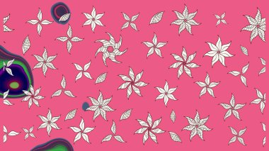 Pembe renkli çiçekler. Düz Çiçek Elementleri Tasarımı. Raster illüstrasyonundaki çiçek desenli çizim. Renkli Yaz Teması çizim şablonu.