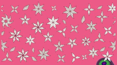 Üzerinde pembe renkte çiçekler olan bir çiçek deseni çiz. Suluboya tarzında pembe renkte çiçekler.