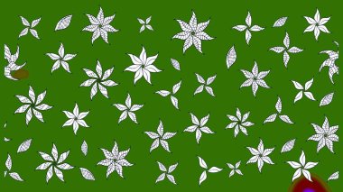 Üzerinde yeşil renkte karalamalar olan çiçek desenleri çiz. Raster illüstrasyonu.