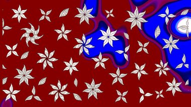 Kırmızı renkte çiçekler. Raster illüstrasyonu. Çiçek süslemeli çizim deseni.