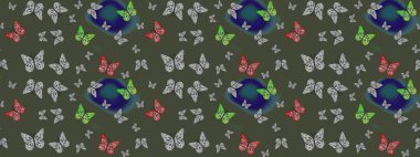 Robot resim. Kelebek. Yeşil arkaplanda izole edilmiş web tasarımı için renk çizgisi düzenleyici.