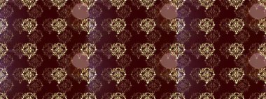 Altın karalama fantezi yapraklarından Raster soyut çiçek çelengi ve kahverengi, mor ve bej renkli bir çiçek. El yapımı dekoratif çerçeve, albüm kapağı, tebrik kartı, klasik Art deco tarzı.