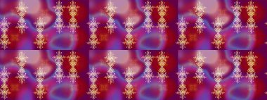 Kar Tanesi Mozaik ikonu. Sembol kışı, donmuş, Noel, yeni yıl tatili. Mor, kırmızı ve pembe siluet kar tanesi işareti. Grafiksel element dekorasyonu. Düz dizayn. Raster illüstrasyonu.