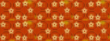 Kış konsepti Düz yatıyordu. Raster illüstrasyonu. Sarı, kahverengi ve turuncu renkte kar tanelerinden oluşan kış deseni.