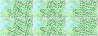 Raster. Robot resim. Kelebek desenleri nötr ve yeşil. Kumaş, kağıt, ambalaj kağıdı ve duvar kağıdı tasarımı için mükemmel bir arkaplan.