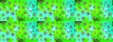 Gömlek baskısı için çiçek boyası. Yeşil renkli çiçekler. Çiçek eskiz kalıbı geçmişi.