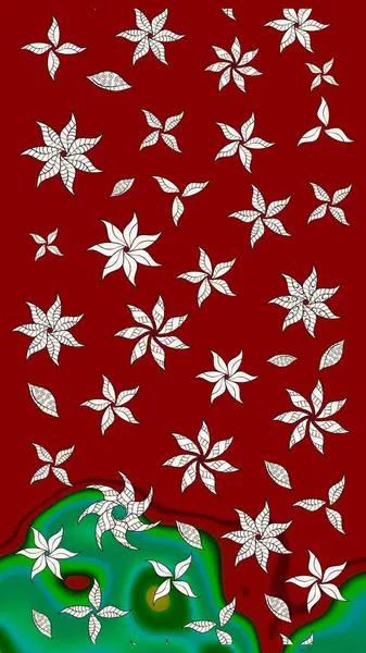 Parlak renkli çiçekli ve kırmızı yapraklı harika bir çiçek deseni. Moda baskıları için zarif bir şablon. Modern çiçek arkaplanı. Halk stili.