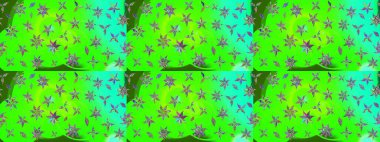 Yeşil renklerde. Raster illüstrasyonu. Yeşil renkte yeşil papatya deseni.
