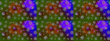 Düz Çiçek Elementleri Tasarımı. Renkli Yaz Temalı eskiz kalıbı. Raster illüstrasyonundaki çiçek desenli çizim. Yeşil renkte çiçekler.