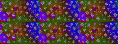 Raster illüstrasyonu. Hint süsü. Çiçek duvar kağıdı. Çizim kalıbı. Renkli süs kenarı. Yeşil renklerde.