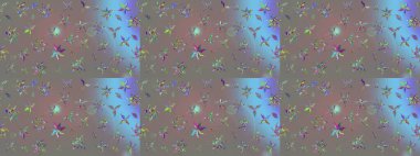 Raster illüstrasyonundaki çiçek desenli çizim. Renkli Bahar Teması eskiz kalıbı. Düz Çiçek Elementleri Tasarımı. Gri renkli çiçekler.