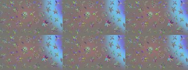 Şirin çiçek elementleri. Raster illüstrasyonu. Gri renkli çiçekler. Çizim.