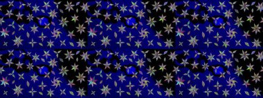 Raster illüstrasyonu. Mavi renkte şirin çiçekler. Moda baskısı, albüm, ambalaj kağıdı ve duvar kağıdı için zarif dekoratif süslemeler. Küçük çiçekli basit bir çiçek çizimi..