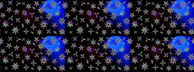 Çizim kalıbı. Renkli süs kenarı. Siyah renklerde. Çiçek duvar kağıdı. Hint süsü. Raster illüstrasyonu.