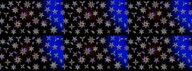 Raster illüstrasyonu. Siyah renklerde. 3D çiçekler, çizim.