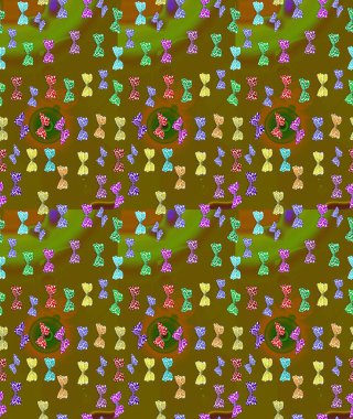 Robot resim. Raster illüstrasyonu. Davetiye, kart ve parmak izi için basit kadınsı bir model. Kahverengi arka planda kelebek.