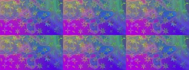 Raster illüstrasyonundaki çiçek desenli çizim. Düz Çiçek Elementleri Tasarımı. Renkli Bahar Teması eskiz kalıbı. Süslü kumaş deseni.