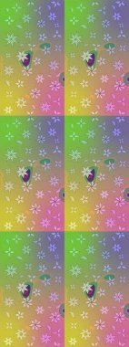 Şirin çiçek elementleri. Raster illüstrasyonu. Taslak desenli, modaya uygun kumaş deseni. Renkli Bahar Teması eskiz kalıbı. Düz Çiçek Elementleri Tasarımı.