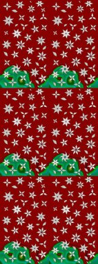 Parlak renkli çiçekli ve kırmızı yapraklı harika bir çiçek deseni. Moda baskıları için zarif bir şablon. Modern çiçek arkaplanı. Halk stili.