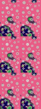 Küçük çiçekli yay deseni çiz. Raster illüstrasyonu. Suluboya tarzında pembe renkler üzerine.