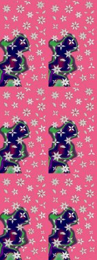 Raster düz çiçek çizim deseni. Hediye ambalaj kağıdı, tebrik kartları, posterler ve pankart tasarımı. Pembe renkte çiçekler.