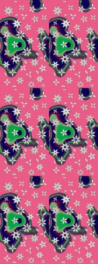 Çiçek deseni. Raster güzel kumaş deseni çiziyor. Renkli Bahar Teması eskiz kalıbı. Düz Çiçek Elementleri Tasarımı.