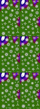 Raster illüstrasyonundaki çiçek desenli çizim. Yeşil renkli çiçekler. Renkli Bahar Teması eskiz kalıbı. Düz Çiçek Elementleri Tasarımı.