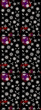 Raster suluboya çiçek deseni, narin çiçekler, siyah çiçekler, tebrik kartı şablonu. Güzel kumaş deseni.