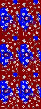 Çiçeksel çizim kalıbının yansıması. Vadinin çiçekleri kırmızı renklerde.