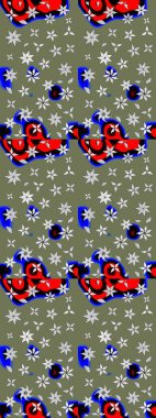 Çiçek desenli eskiz, yaz çiçekleri. Yeşil renkli çiçekler. Renkli Bahar Teması eskiz kalıbı. Düz Çiçek Elementleri Tasarımı.