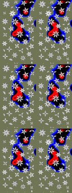 Çizim çiçek deseni duvar kâğıdı olarak kullanılabilir. Yeşil renkli çiçekler. Raster illüstrasyonu.