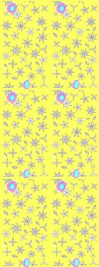 Raster Illustrasyon 'daki Çiçek Deseni' nin son moda çizimi. Sarı renkli çiçekler. Renkli Yaz Temalı eskiz kalıbı. Düz Çiçek Elementleri Tasarımı.