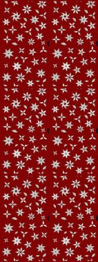 Çiçek desenli çizim. Raster illüstrasyonu. Asya tekstil tarzında. Kırmızı renkte çiçekler. Raster illüstrasyonu.