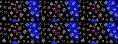 Raster deseni. Nazik, yaz çiçekleri siyah renklerde. Raster illüstrasyonu. Küçük çiçekte sevimli çiçek deseni var..