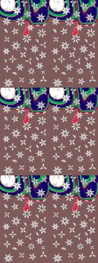 Kahverengi renkli çiçekler. Hediye ambalaj kağıdı, tebrik kartları, posterler ve pankart tasarımı. Raster düz çiçek çizim deseni.