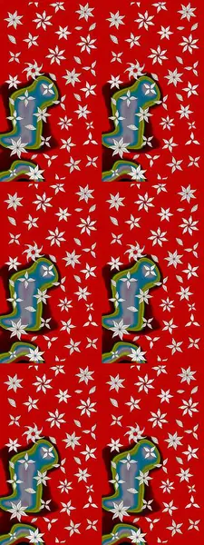 Kırmızı renkte manzaralı çiçek deseni. Çiçek kompozisyonu, el boyası, hassas şablon. Üst manzara, yumuşak stil. Sevgililer günü ve tebrik kartı konsepti için şık bir davet.